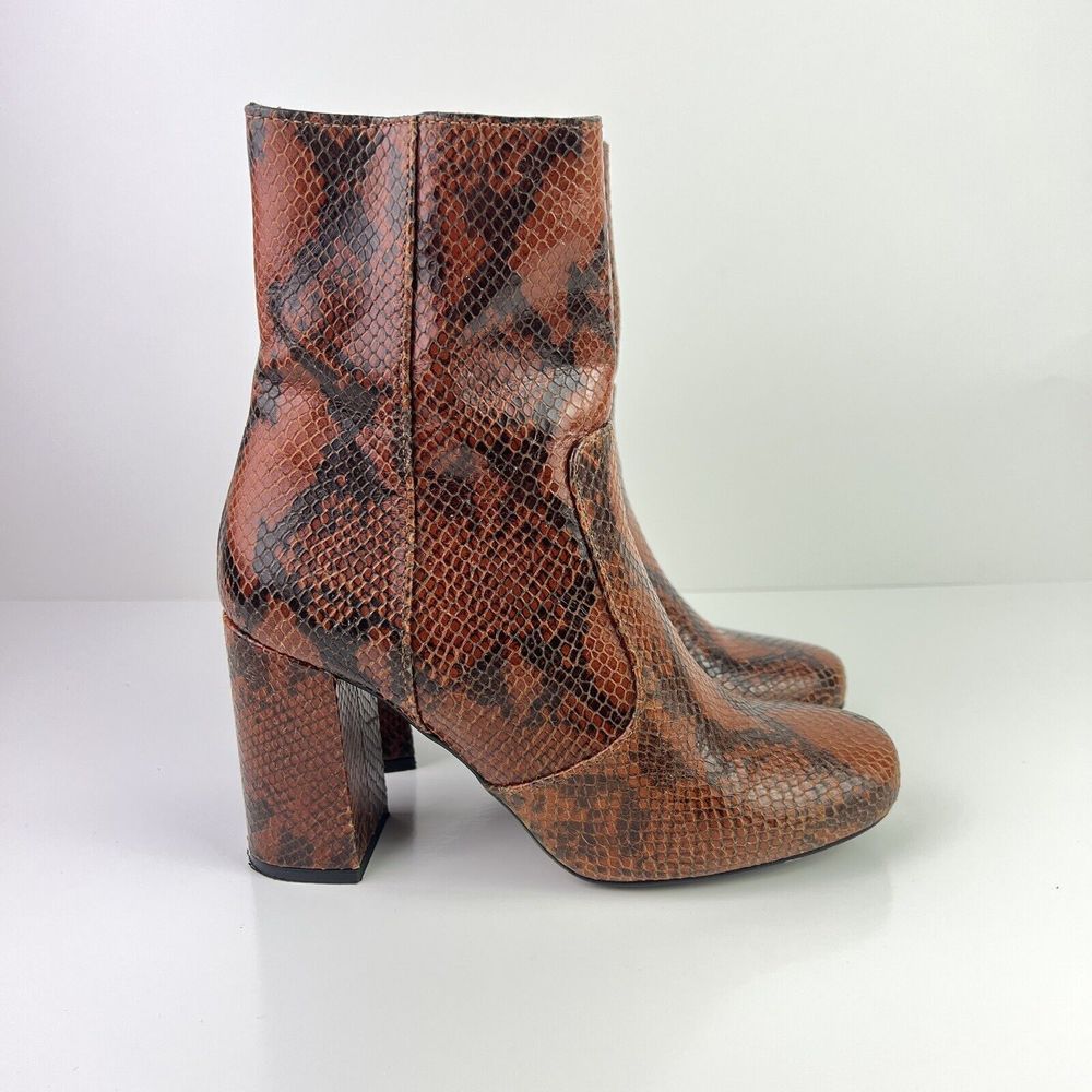 KURT GEIGER Womens Snakeskin Leather Boots Mid Calf Size 38